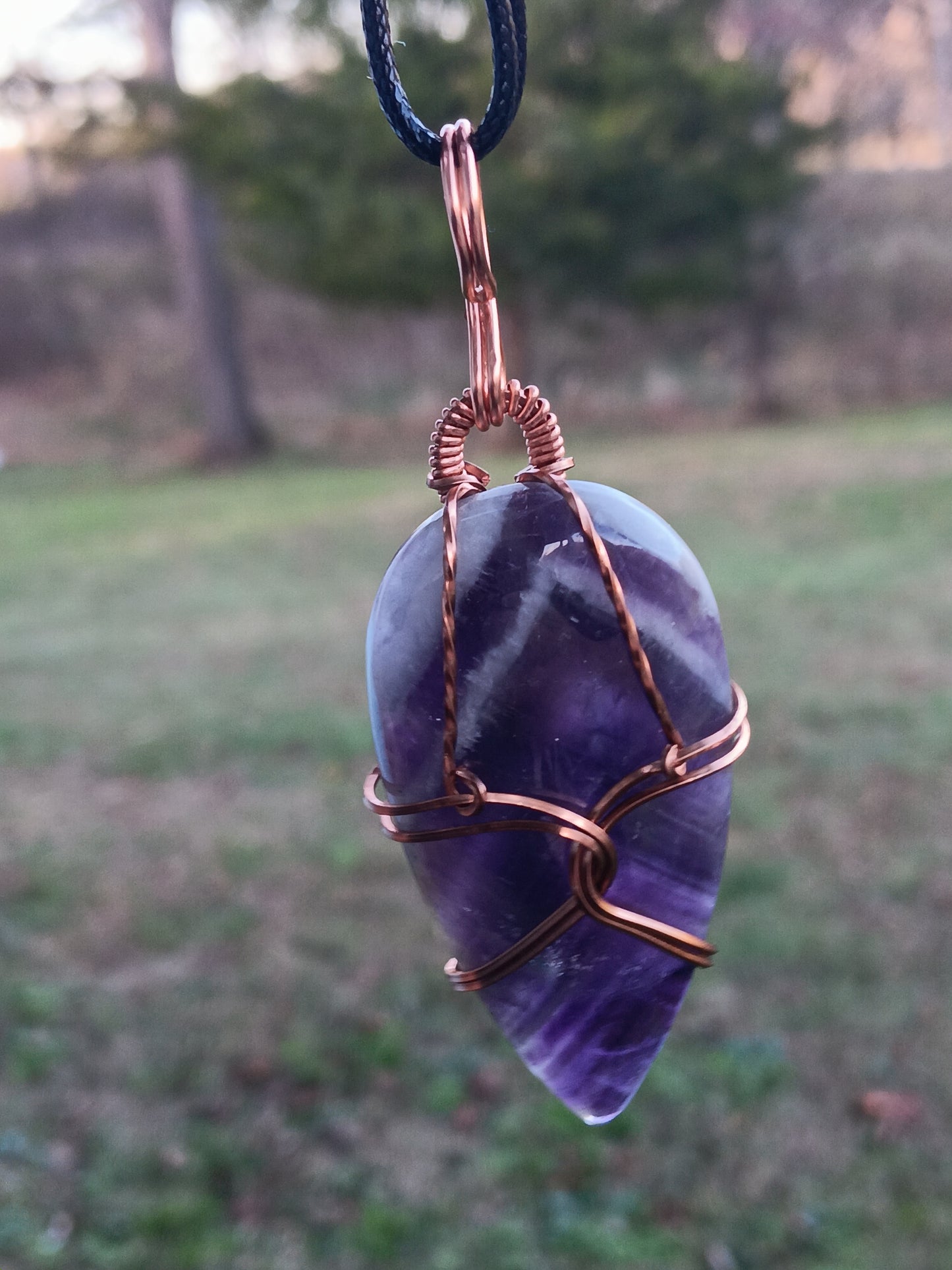 Chevron Amethyst Teardrop Pendant