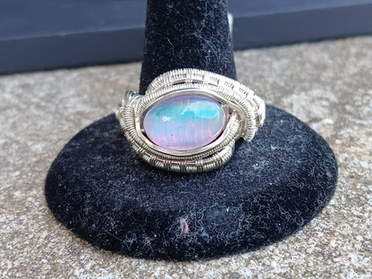 Northern Lights, Aurora Opal Silver ring sz 8