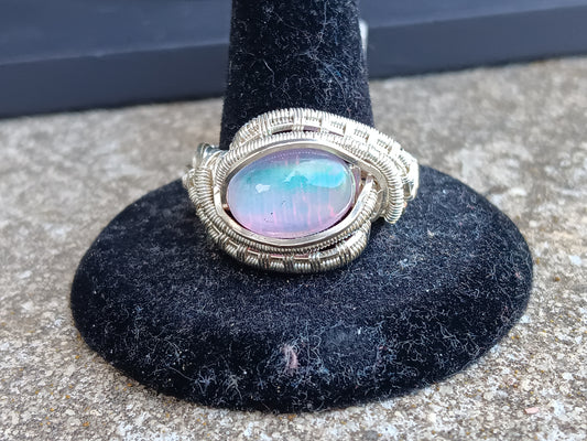 Northern Lights, Aurora Opal Silver ring sz 8