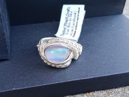 Northern Lights, Aurora Opal Silver ring sz 8