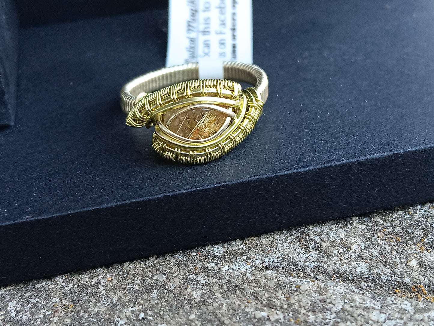 Rutilated, Gold Rutilated Quartz  Champaign Gold Ring size 9