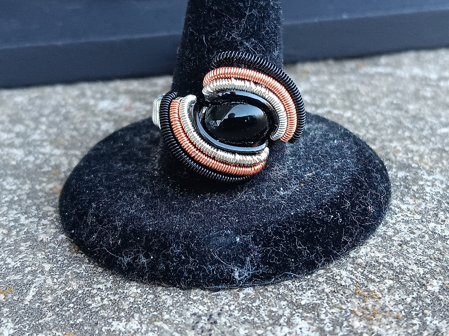 Dark Moon, Black Onyx Mixed Metals Ring size 9