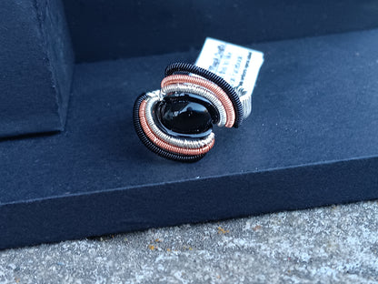 Dark Moon, Black Onyx Mixed Metals Ring size 9