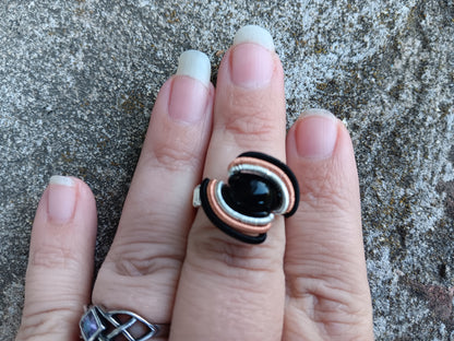 Dark Moon, Black Onyx Mixed Metals Ring size 9