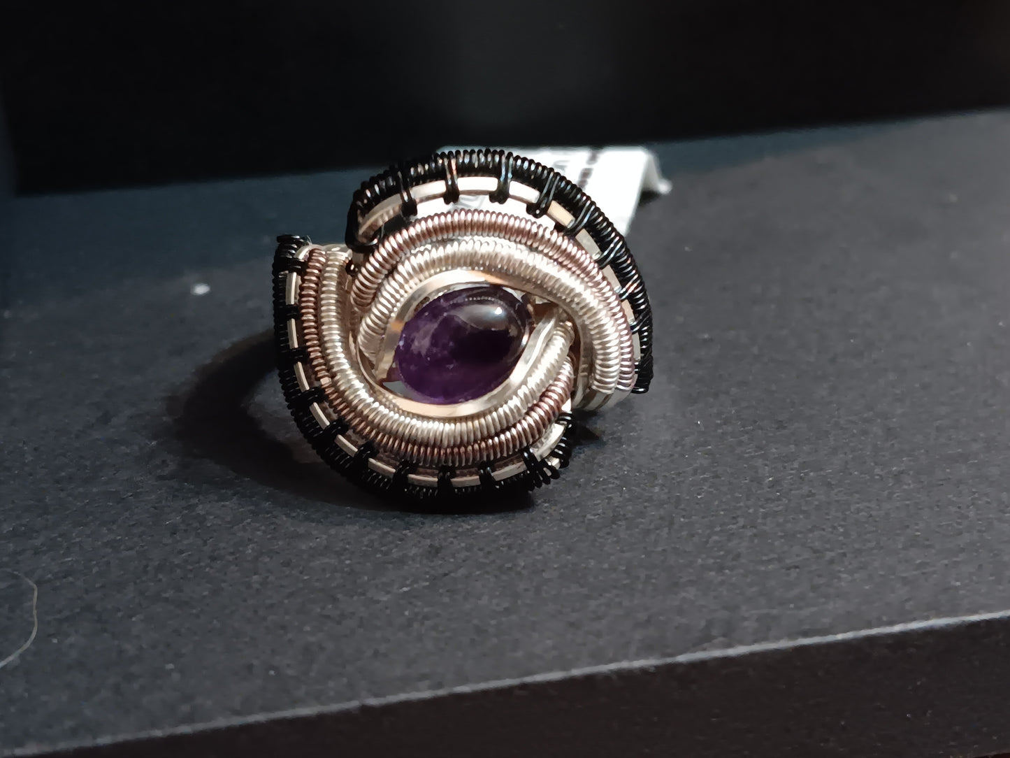 All Mixed Up, Amethyst Mixed Metals Woven Ring size 9