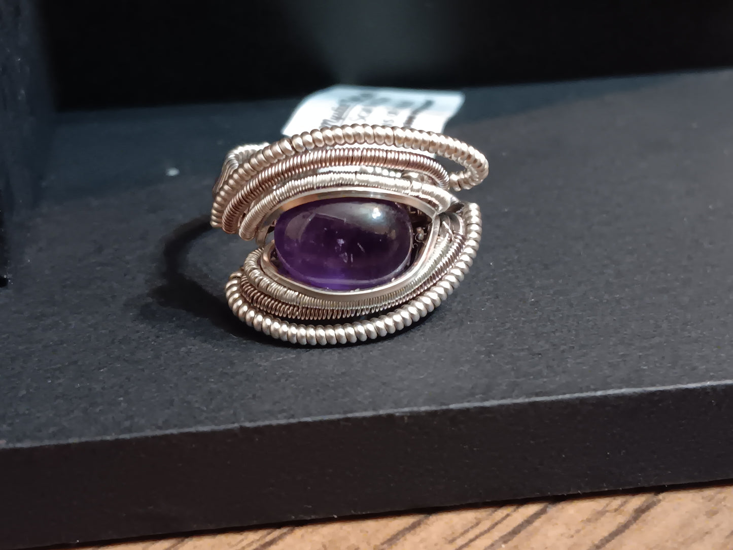 Wound Around, Amethyst Silver Ring Size 9.25