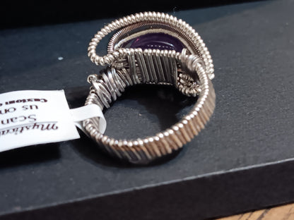 Wound Around, Amethyst Silver Ring Size 9.25