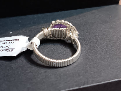 Cleopatras Eye, Amethyst Silver Woven Ring size 7.5