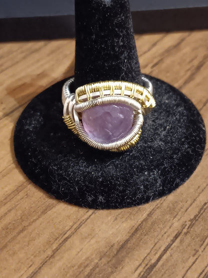 Honeycomb Amethyst Mixed Metals Ring Size 9