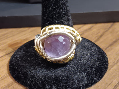 Honeycomb Amethyst Mixed Metals Ring Size 9