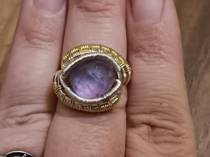 Honeycomb Amethyst Mixed Metals Ring Size 9