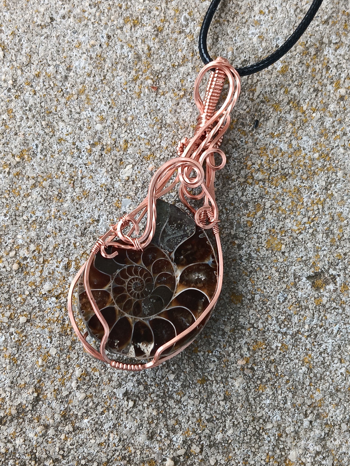 Ammonite and Copper Pendant