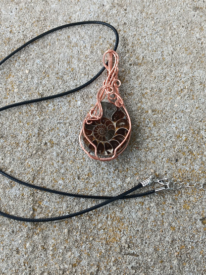 Ammonite and Copper Pendant