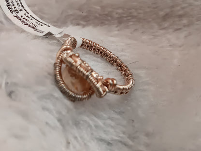 Simplified,  Citrine and Natural Copper Wire Woven Ring size 8.5