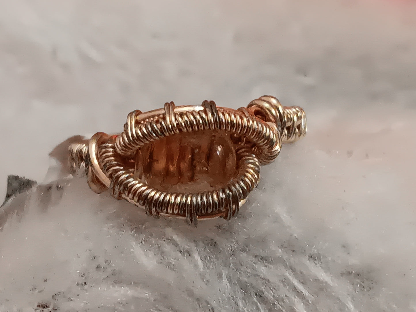 Simplified,  Citrine and Natural Copper Wire Woven Ring size 8.5