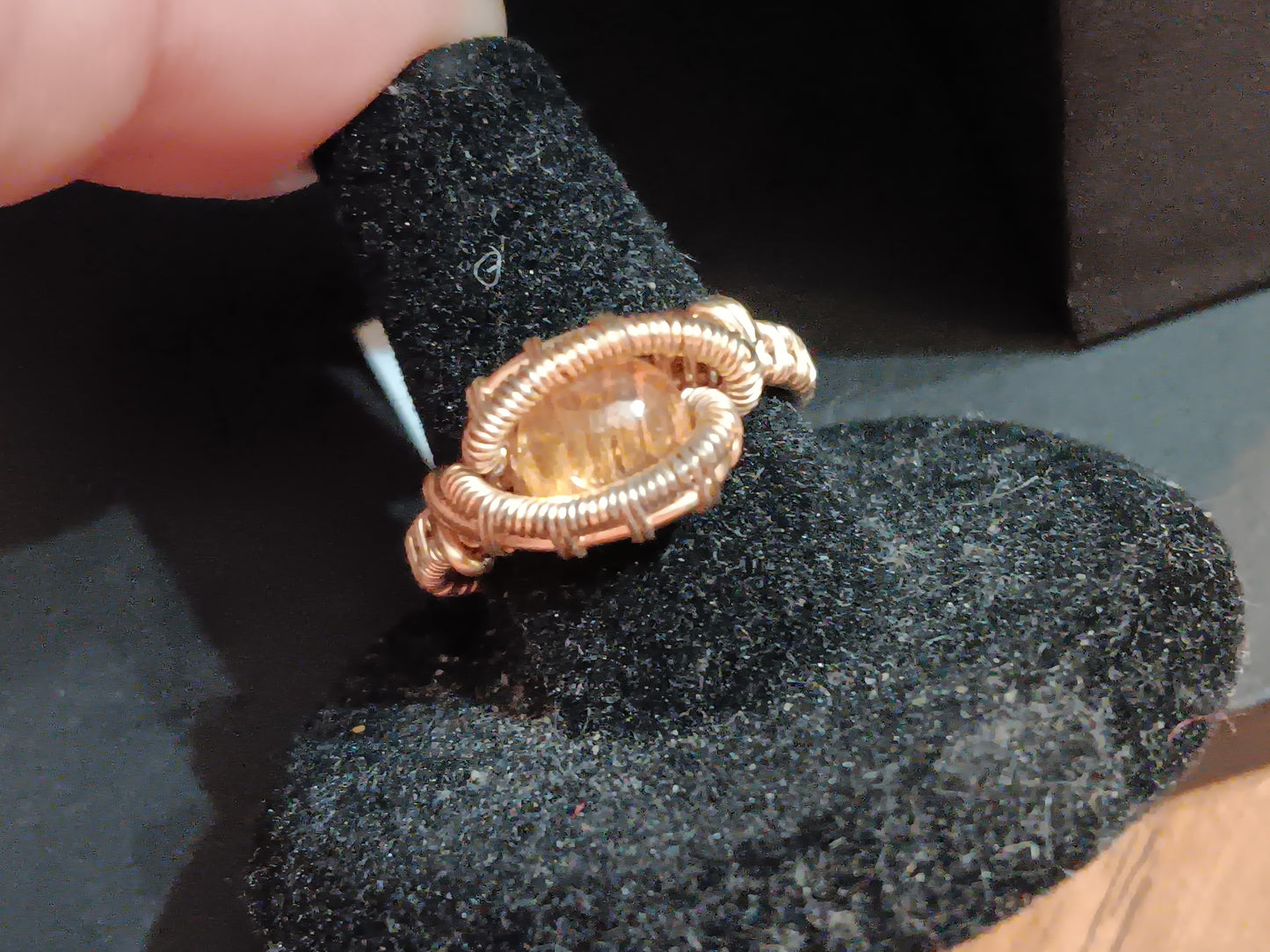 Simplified,  Citrine and Natural Copper Wire Woven Ring size 8.5