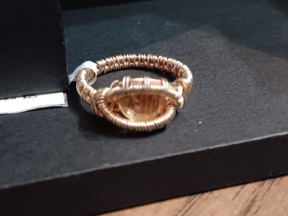 Simplified,  Citrine and Natural Copper Wire Woven Ring size 8.5