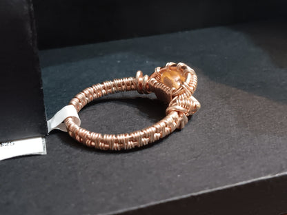 Simplified,  Citrine and Natural Copper Wire Woven Ring size 8.5