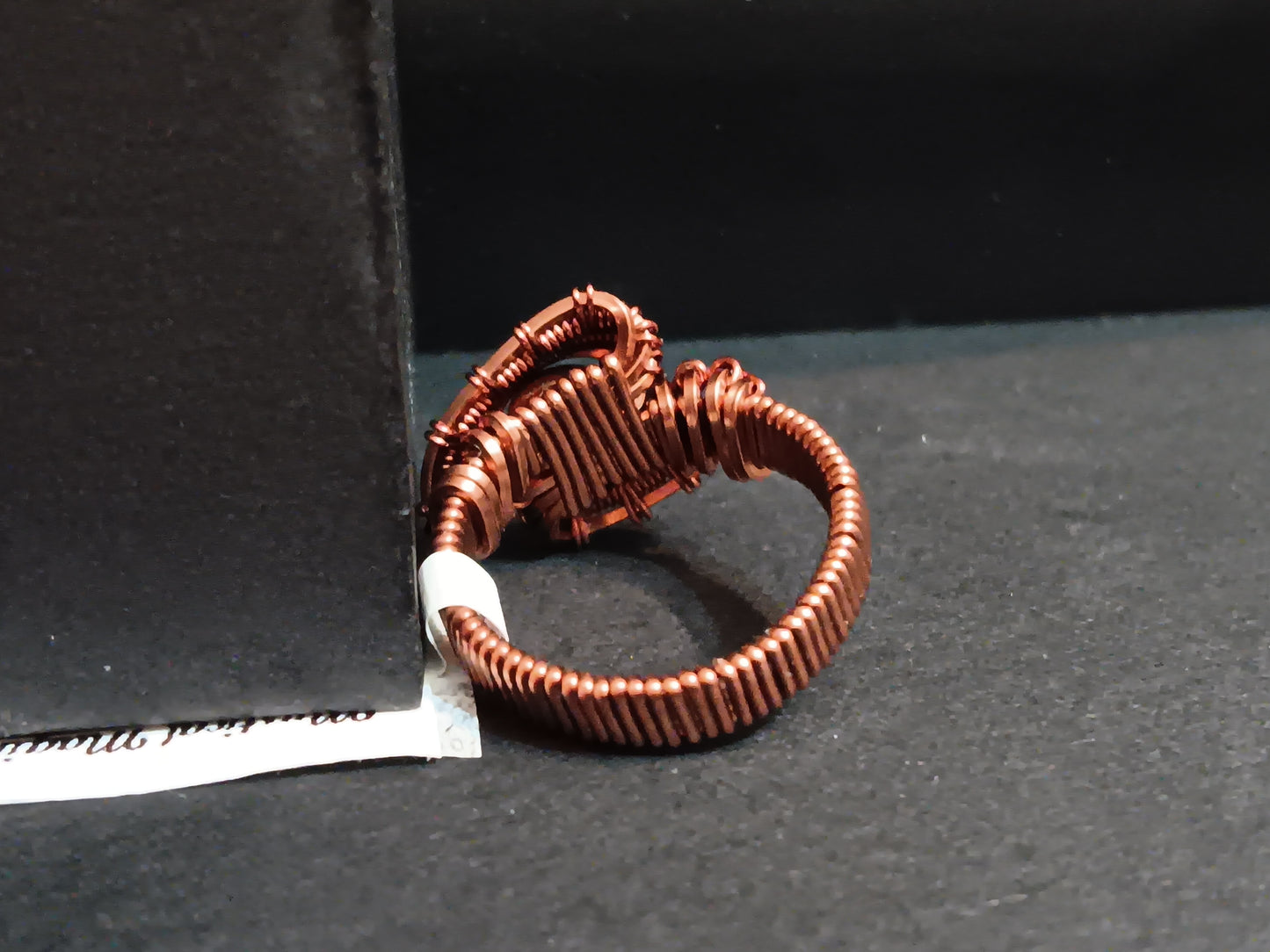 Eye Of The Tiger, Tigers Eye and Natural Copper Wire Woven Ring size 6.5