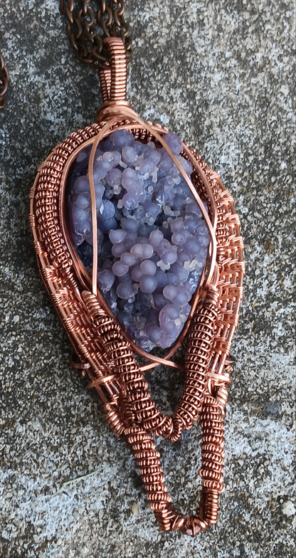 Grape Agate Woven Pendant