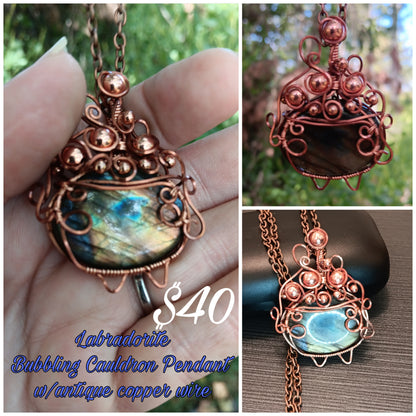 Labradorite Bubbling Cauldron Pendant